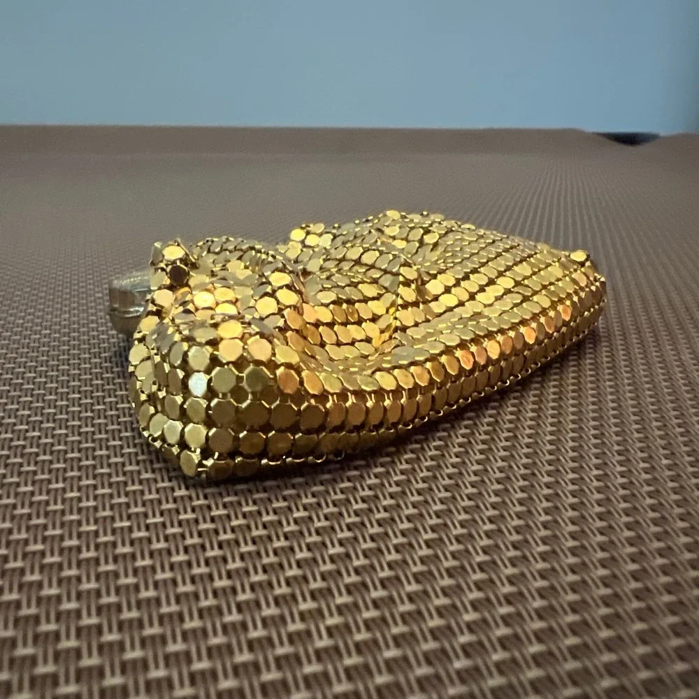 Vintage Lorelle Bags Gold Metal Mesh Coin Purse Rhinestone Clasp West Germany
